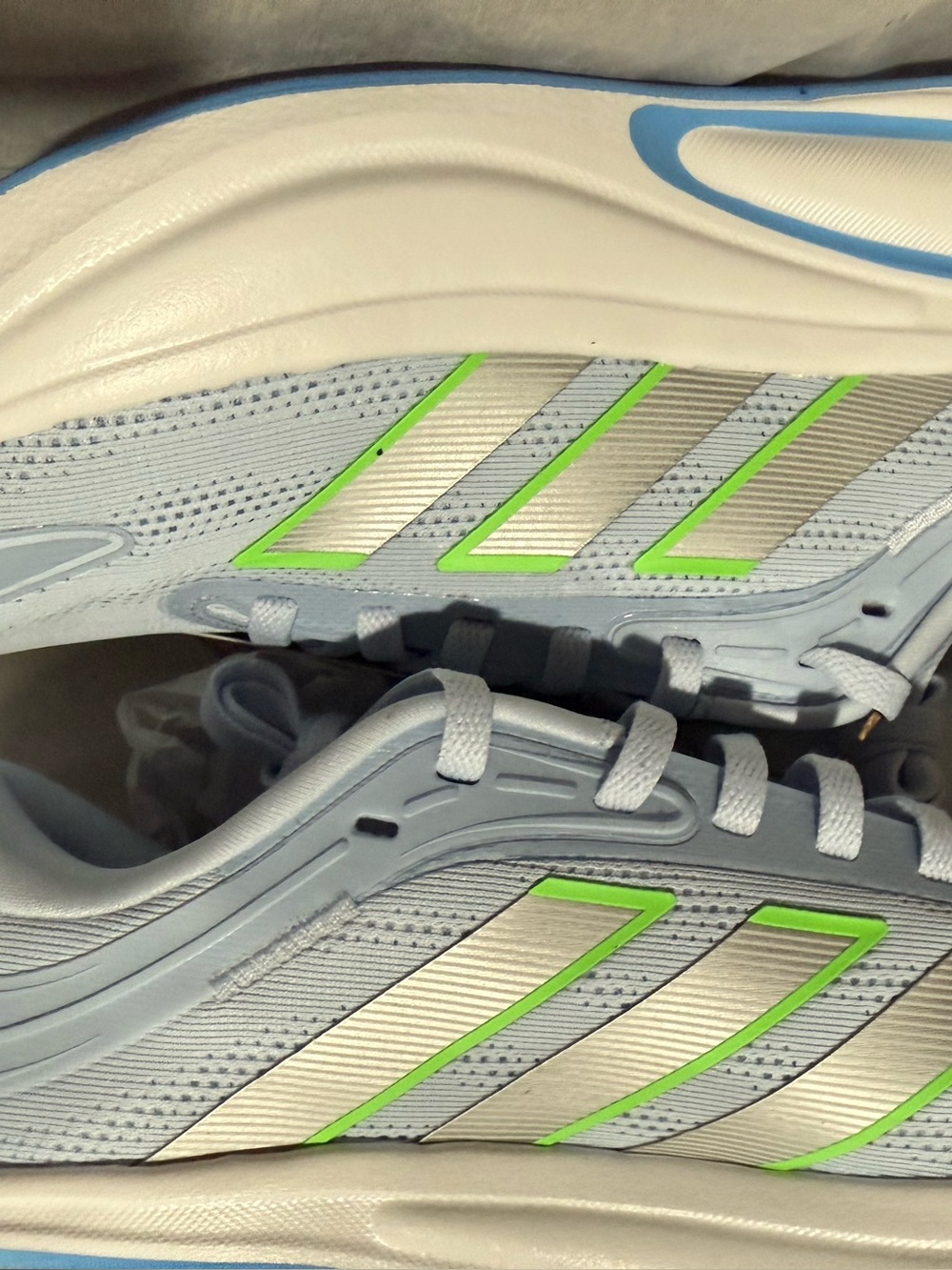 Adidas Women’s Response 2 Blue Sneakers with Neon Green and Silver stripes